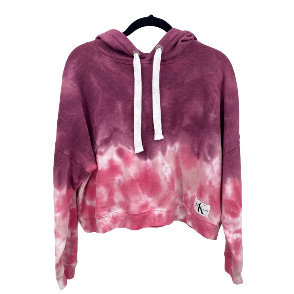 Calvin Klein Purple/Pink TieDye Cropped Hoodie-NWT